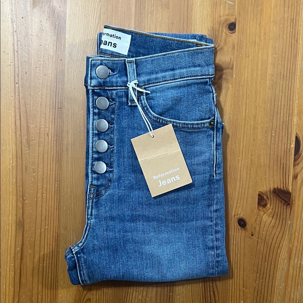 Reformation High and Skinny with button fly jeans Size 24